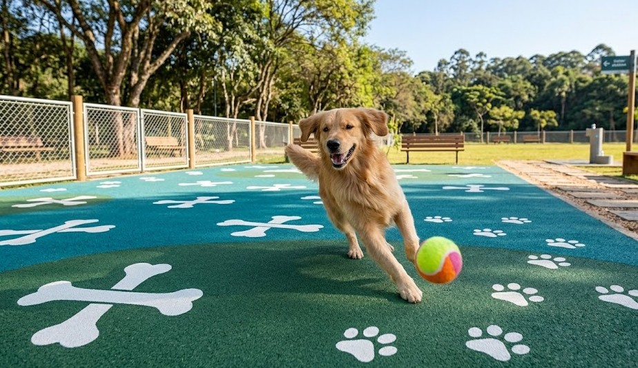 Piso emborrachado para áreas pet