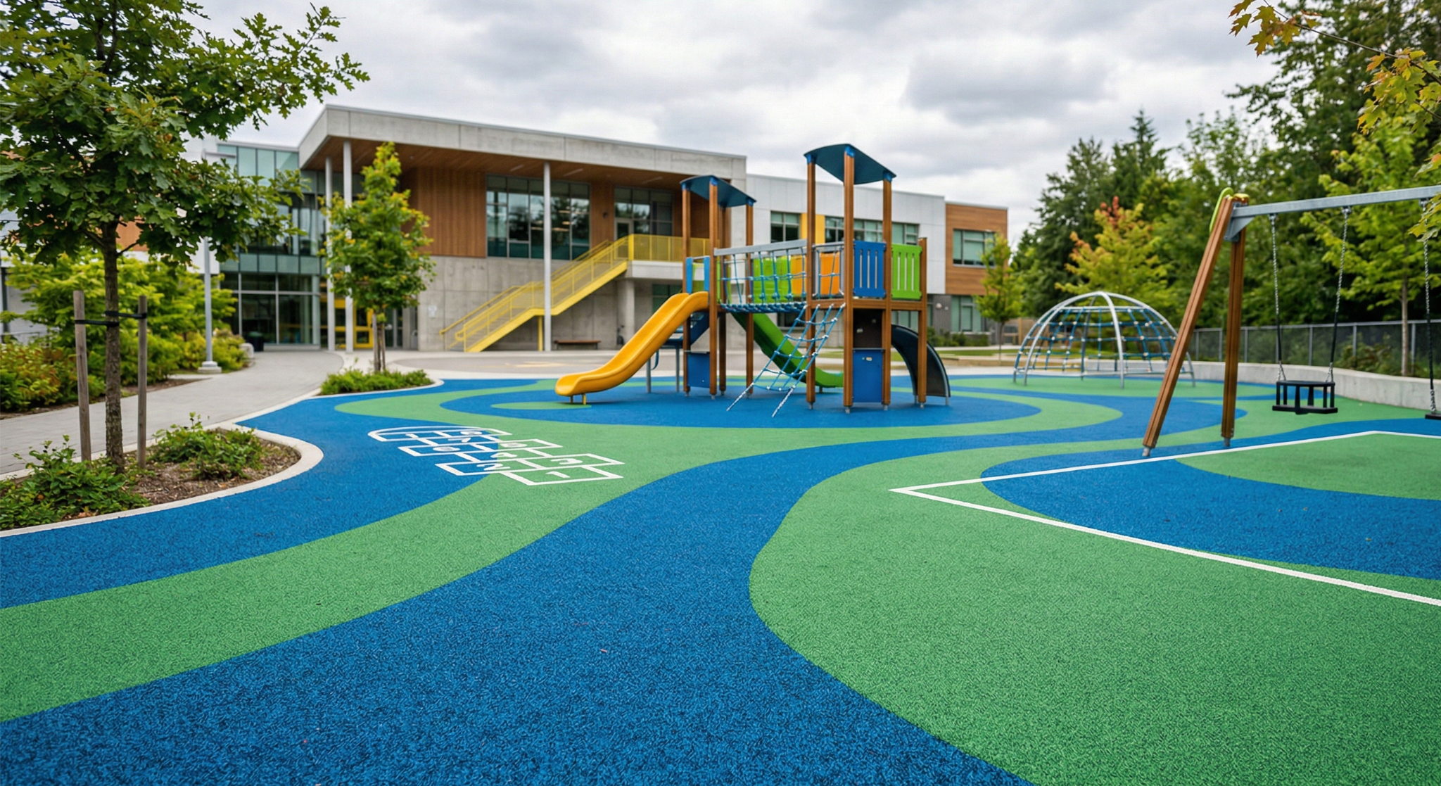 Piso emborrachado para escolas e creches